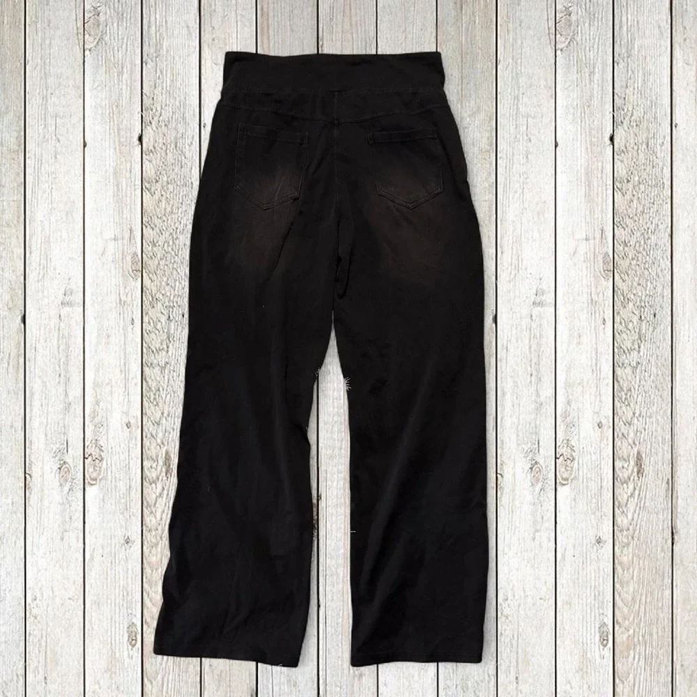 Black Bootcut Yoga Pants Women's High Rise Stretch Pocket Leggings Size M
